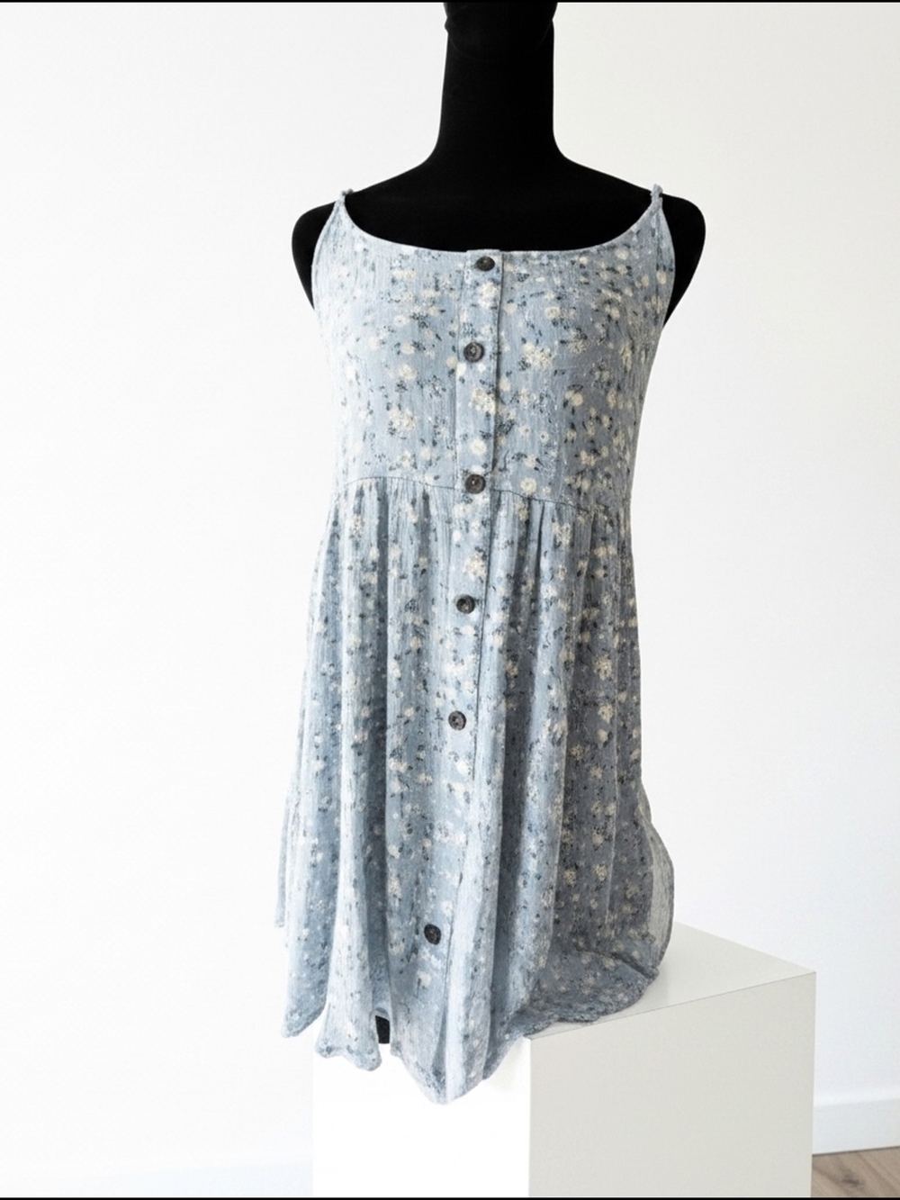 Light Blue Floral Button-Front Sundress Sz S